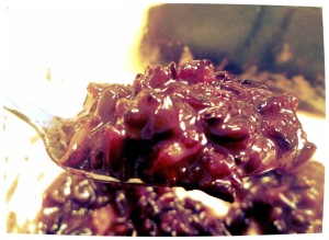 Spoonful of glossy delicious Pulut Hitam